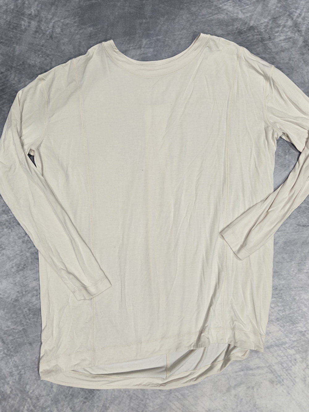 Lululemon Modal Pleated Back Long Sleeve Shirt White Opal Relaxed Fit
